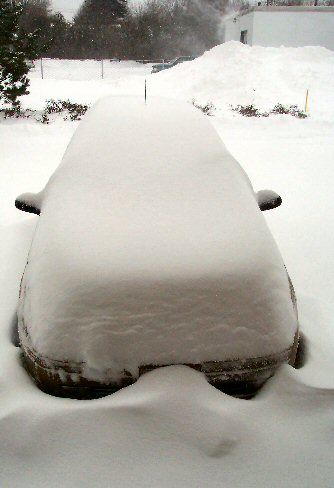 Our car, completely covered
